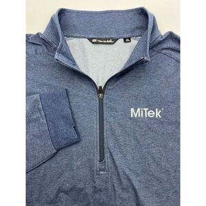 Travis Mathew 1/4 Zip Pullover Golf Shirt Mens 3XL XXXL Stretch Blue‎ L/S MiTek
